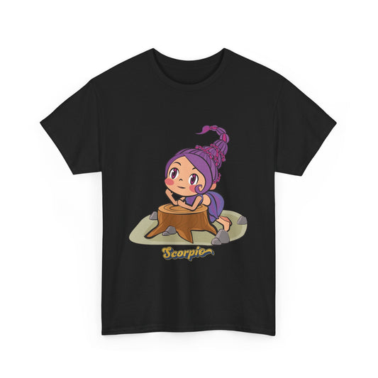 1. A colorful t-shirt featuring a cartoon character happily sitting on a log, perfect for casual wear and fun outings.  

2. A playful t-shirt design showcasing a cartoon character lounging on a log, ideal for adding a whimsical touch to any outfit.  

3. A vibrant t-shirt displaying a cartoon character perched on a log, bringing a cheerful vibe to your casual wardrobe.  