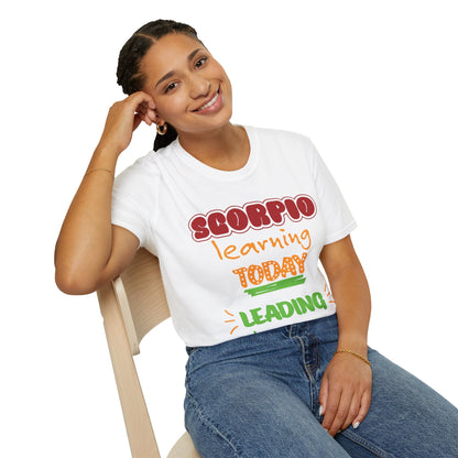 Scorpio Zodiac  learning today leading tomorrow Graphic cotton T-Shirt