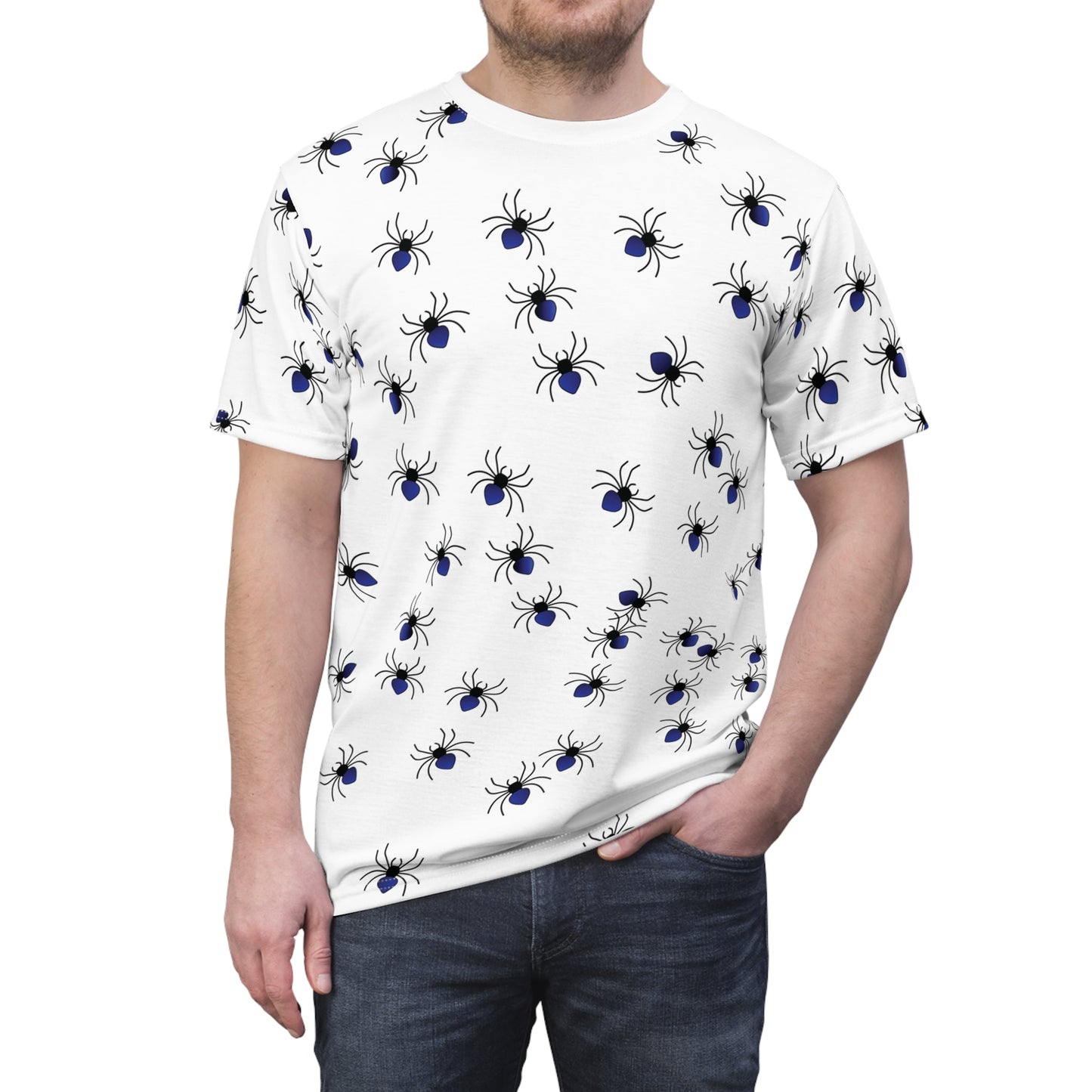 Spider Tee Shirt - Halloween Spiders Unisex Cut & Sew TeeAll Over Prints