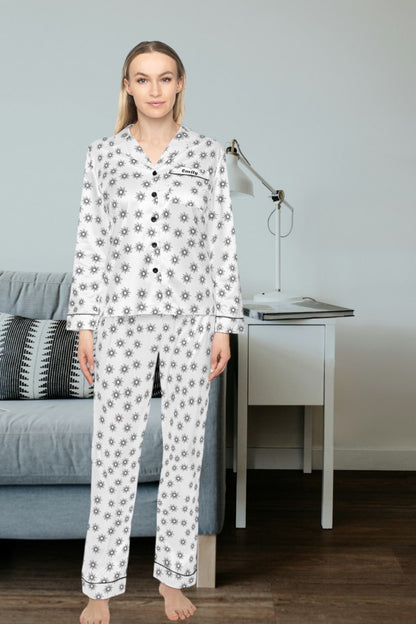 Sun pattern Satin customised Pyjamas setAll Over Prints