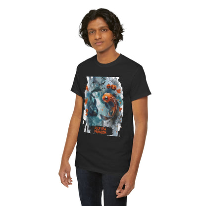 Tee Shirt Whimsical Halloween Koi Artwork With Pumpkins And Bats