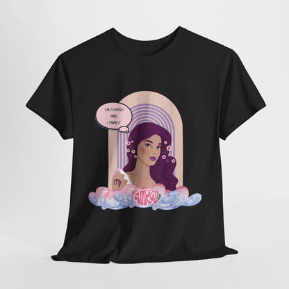 Virgo zodiac woman comic art astrology graphic Unisex Heavy Cotton Tee