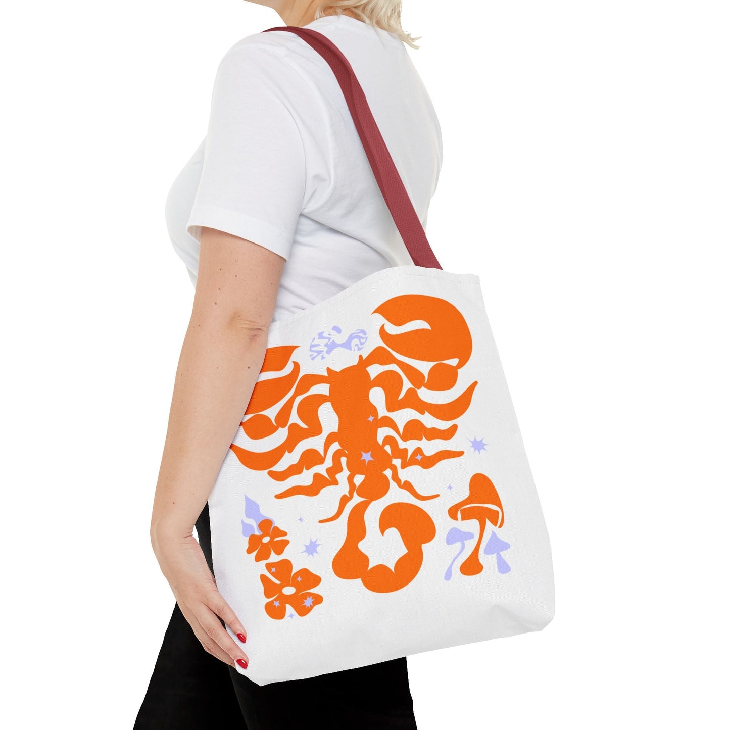 Zodiac Scorpio Floral Tote Bag — Orange Scorpio Astrological Reusable ToteBags