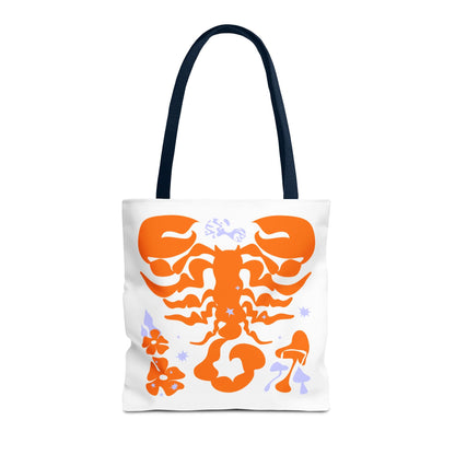 Zodiac Scorpio Floral Tote Bag — Orange Scorpio Astrological Reusable ToteBags