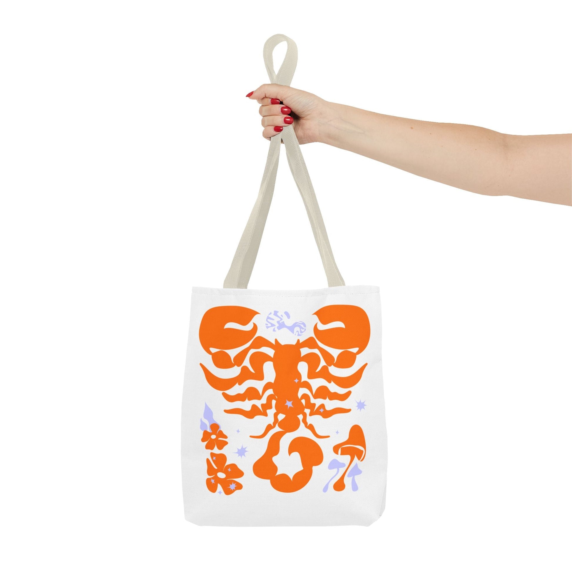 Zodiac Scorpio Floral Tote Bag — Orange Scorpio Astrological Reusable ToteBags