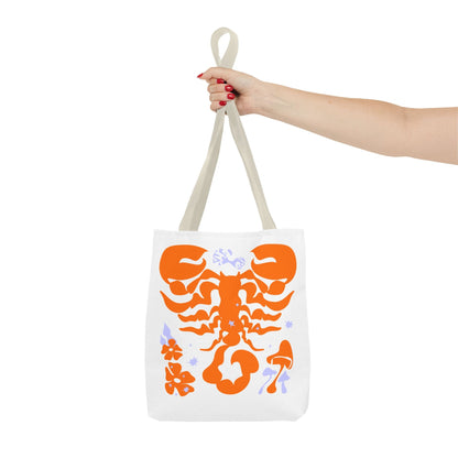 Zodiac Scorpio Floral Tote Bag — Orange Scorpio Astrological Reusable ToteBags