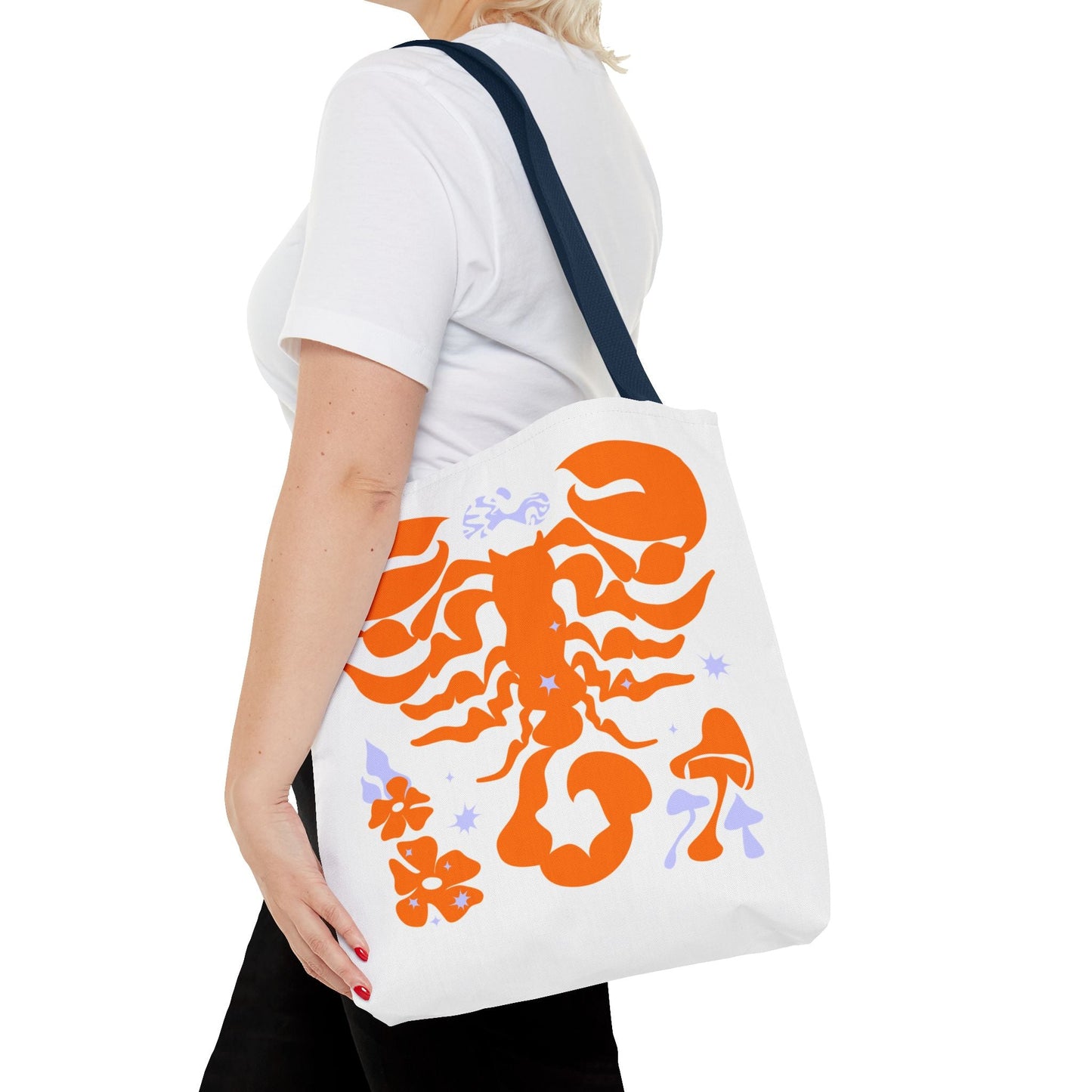 Zodiac Scorpio Floral Tote Bag — Orange Scorpio Astrological Reusable ToteBags