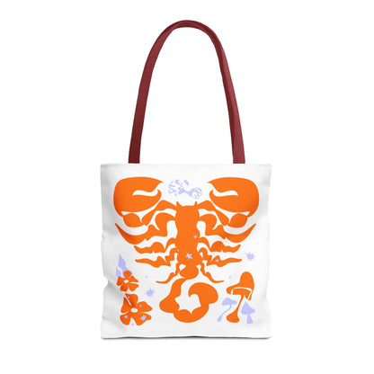 Zodiac Scorpio Floral Tote Bag — Orange Scorpio Astrological Reusable ToteBags