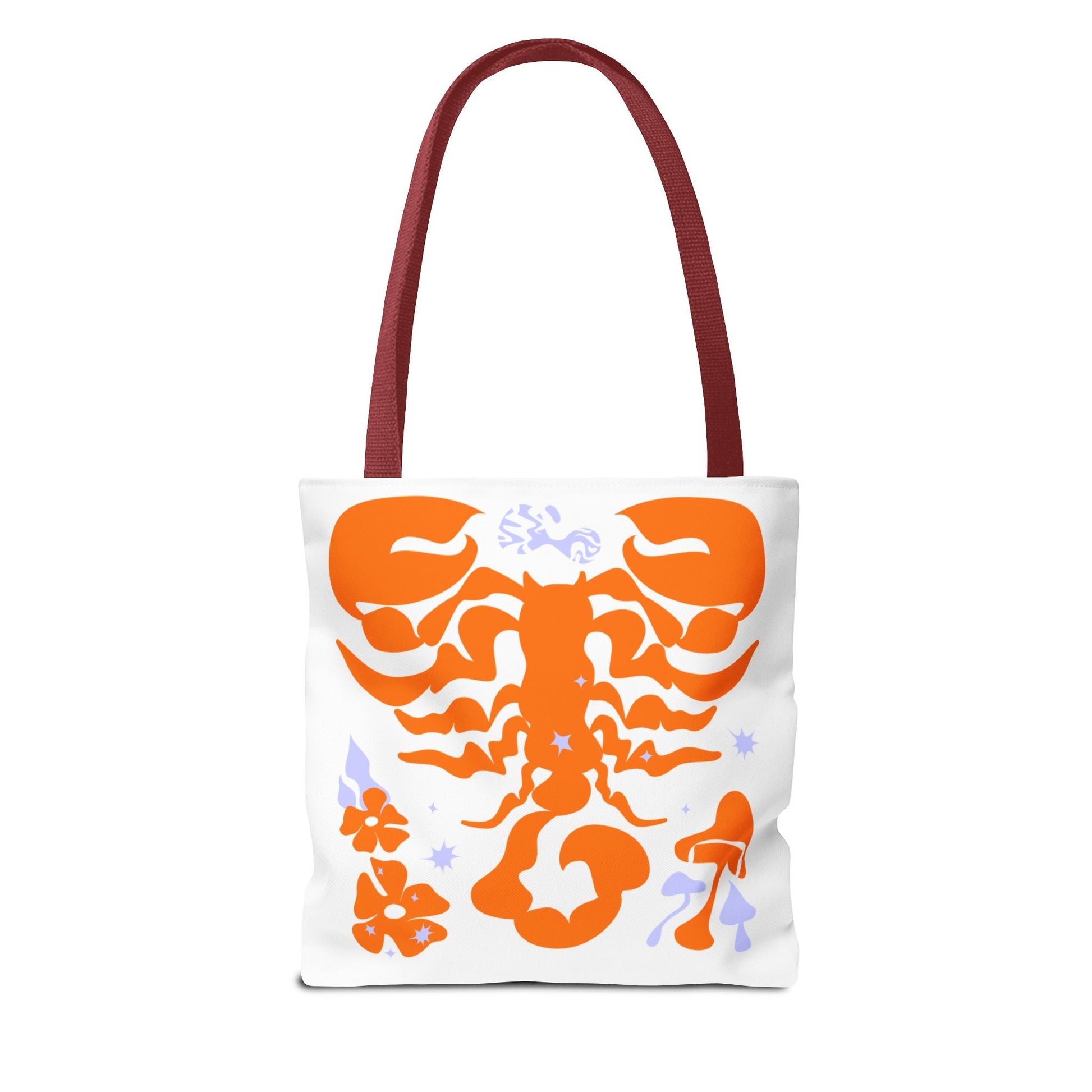 Zodiac Scorpio Floral Tote Bag — Orange Scorpio Astrological Reusable ToteBags