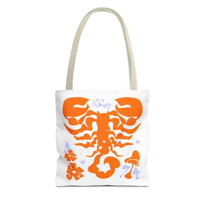 Zodiac Scorpio Floral Tote Bag — Orange Scorpio Astrological Reusable ToteBags