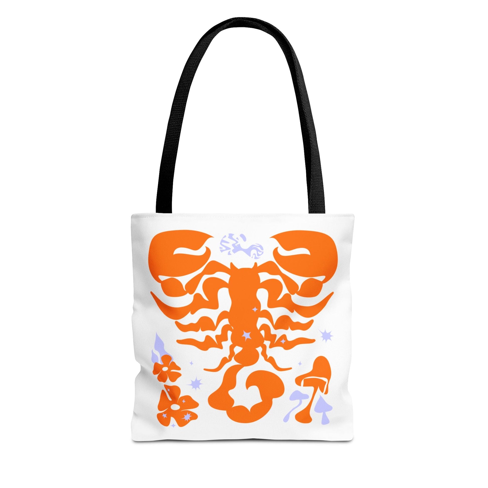 Zodiac Scorpio Floral Tote Bag — Orange Scorpio Astrological Reusable ToteBags
