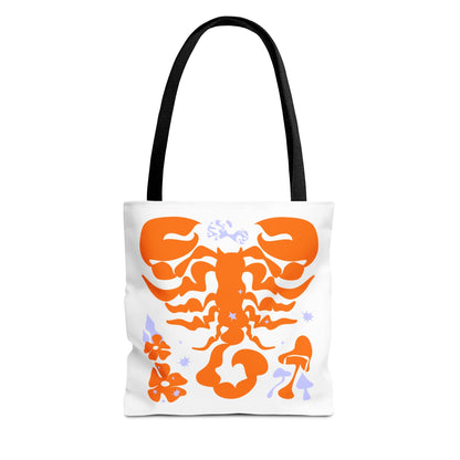 Zodiac Scorpio Floral Tote Bag — Orange Scorpio Astrological Reusable ToteBags