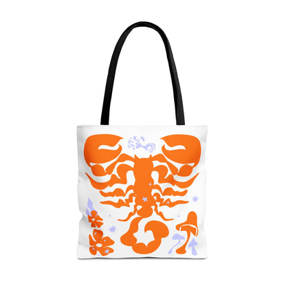 Zodiac Scorpio Floral Tote Bag — Orange Scorpio Astrological Reusable ToteBags