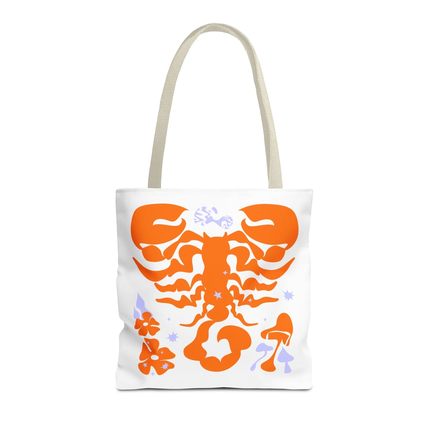 Zodiac Scorpio Floral Tote Bag — Orange Scorpio Astrological Reusable ToteBags