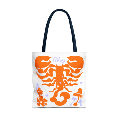 Zodiac Scorpio Floral Tote Bag — Orange Scorpio Astrological Reusable ToteBags