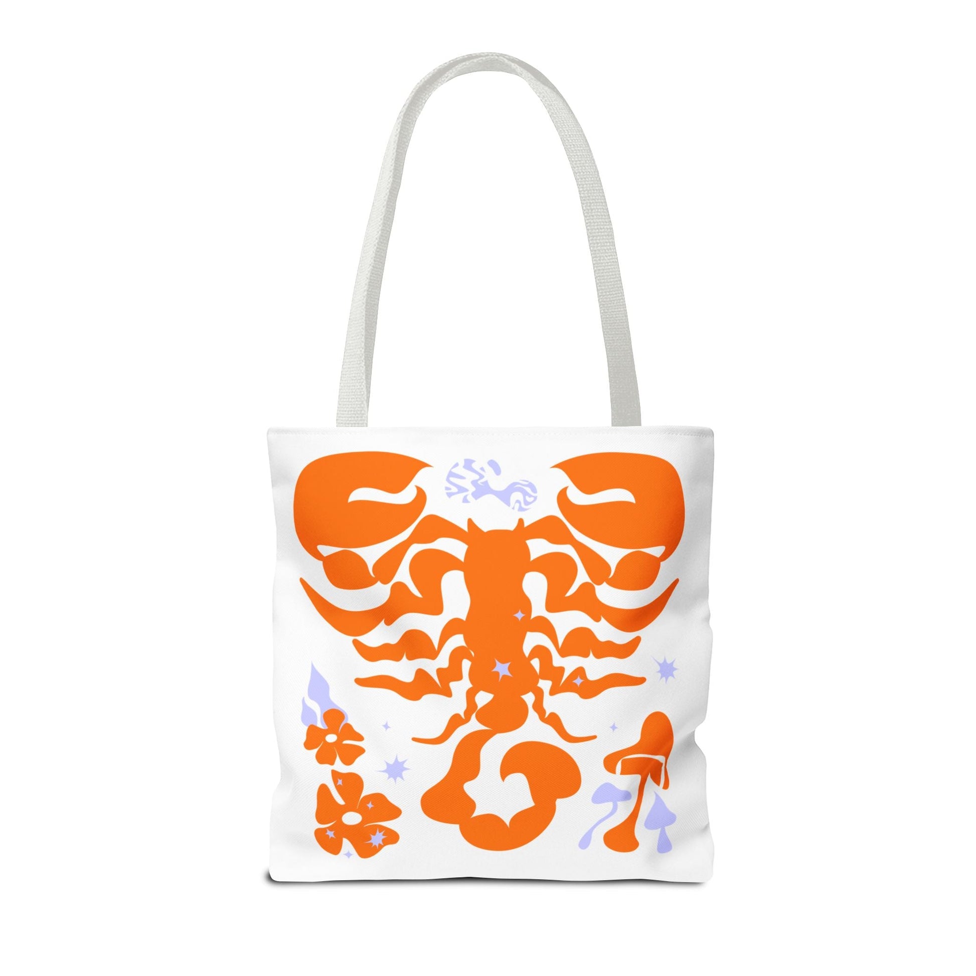 Zodiac Scorpio Floral Tote Bag — Orange Scorpio Astrological Reusable ToteBags
