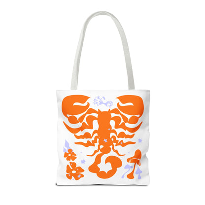 Zodiac Scorpio Floral Tote Bag — Orange Scorpio Astrological Reusable ToteBags