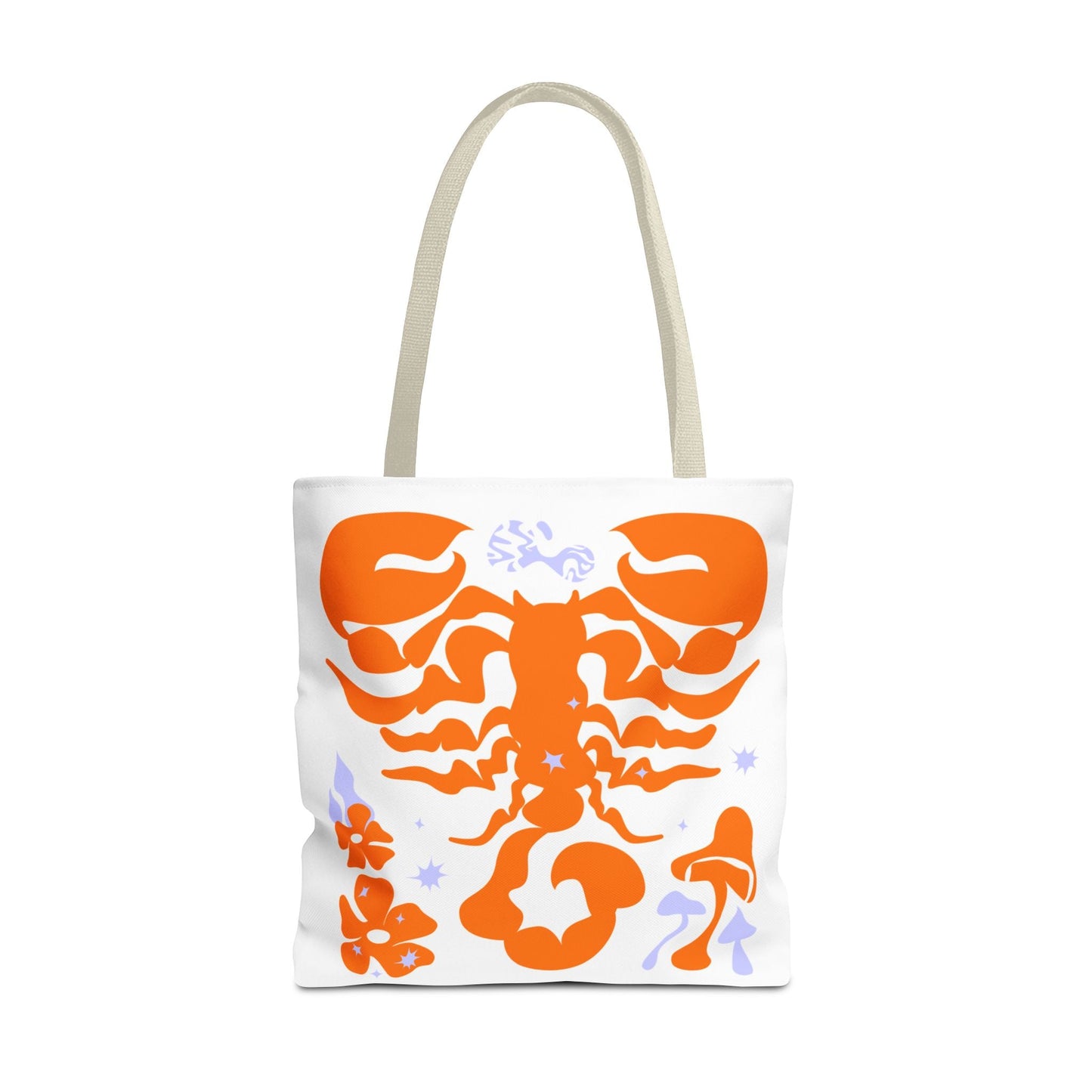 Zodiac Scorpio Floral Tote Bag — Orange Scorpio Astrological Reusable ToteBags