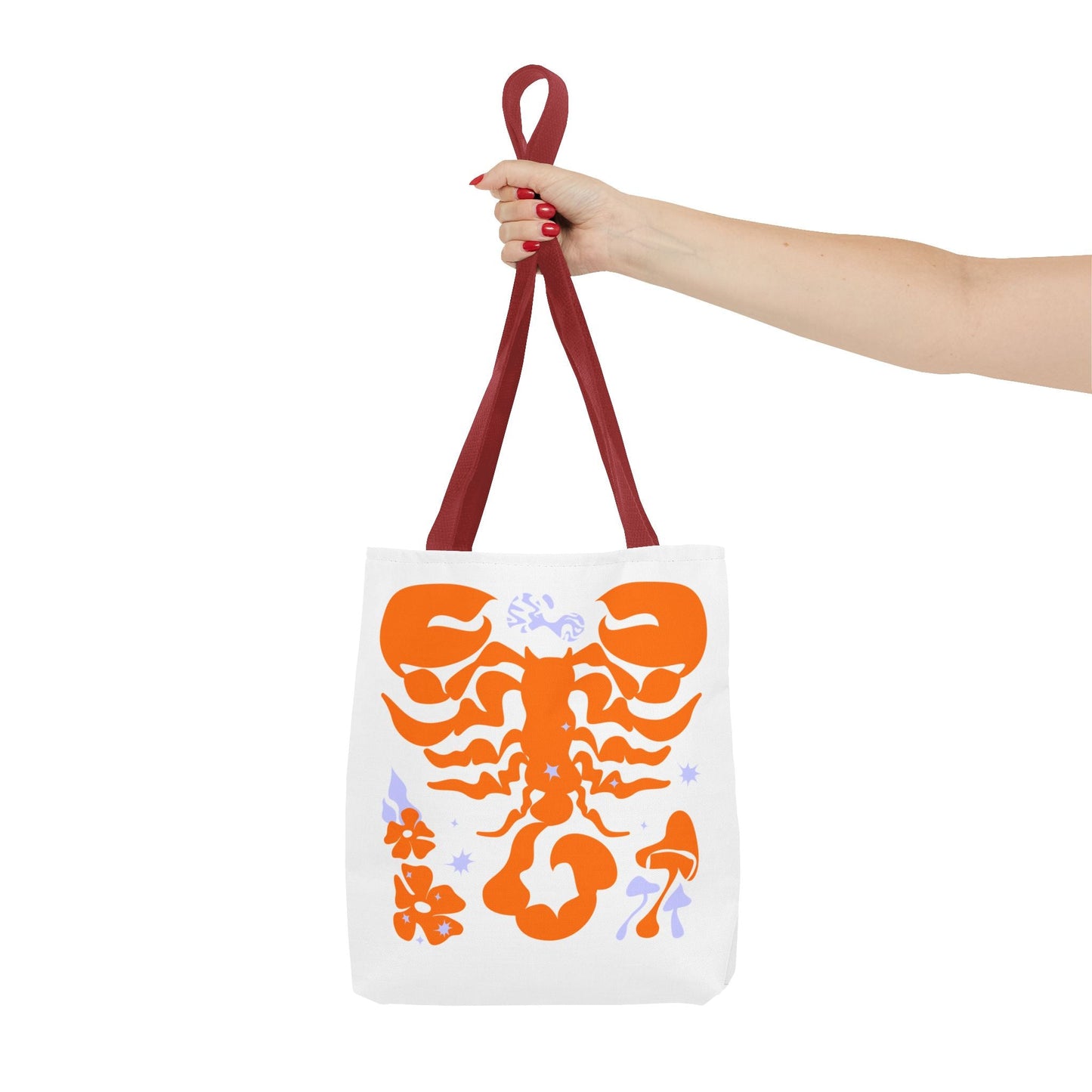 Zodiac Scorpio Floral Tote Bag — Orange Scorpio Astrological Reusable ToteBags