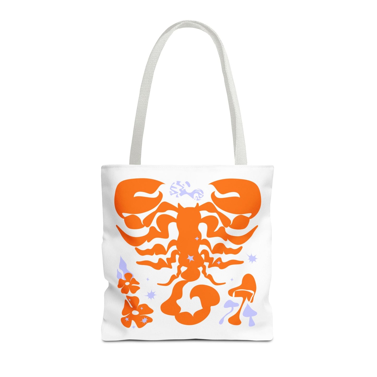 Zodiac Scorpio Floral Tote Bag — Orange Scorpio Astrological Reusable ToteBags