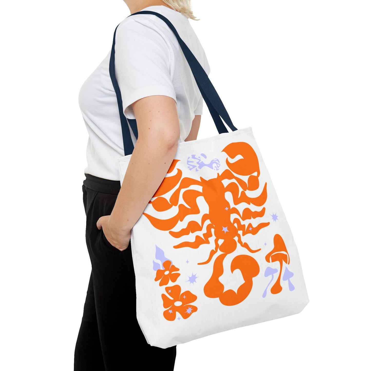 Zodiac Scorpio Floral Tote Bag — Orange Scorpio Astrological Reusable ToteBags
