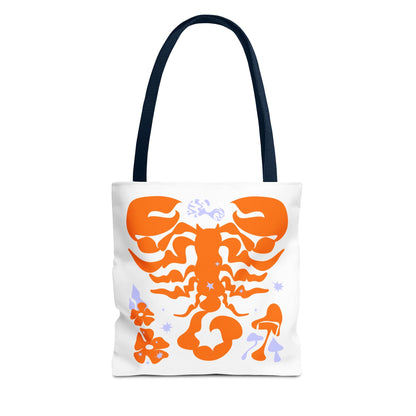 Zodiac Scorpio Floral Tote Bag — Orange Scorpio Astrological Reusable ToteBags