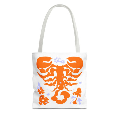 Zodiac Scorpio Floral Tote Bag — Orange Scorpio Astrological Reusable ToteBags