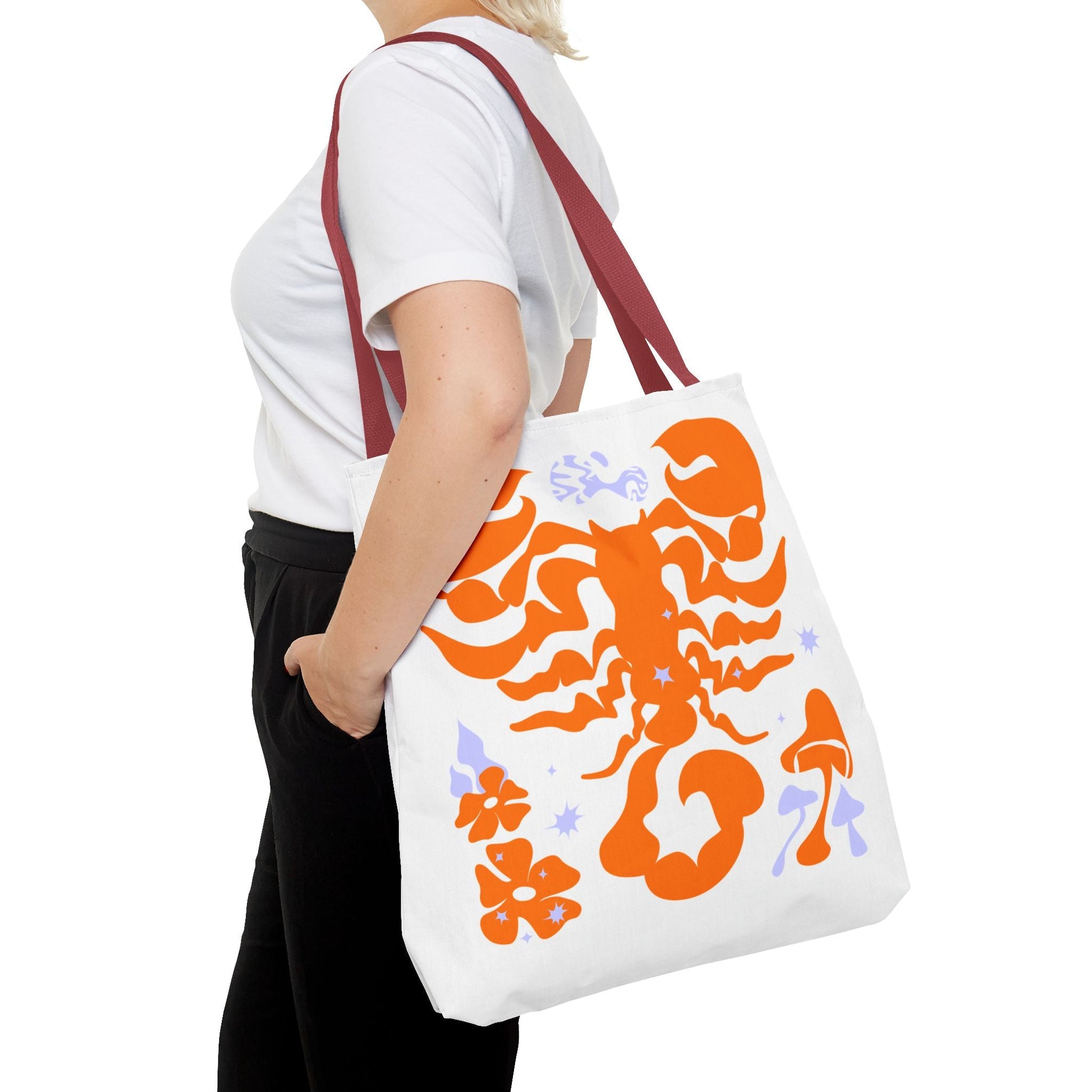 Zodiac Scorpio Floral Tote Bag — Orange Scorpio Astrological Reusable ToteBags