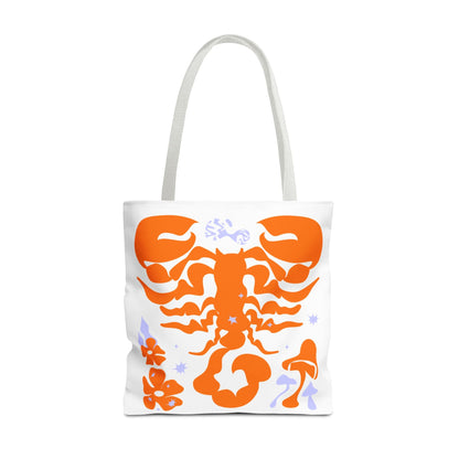 Zodiac Scorpio Floral Tote Bag — Orange Scorpio Astrological Reusable ToteBags